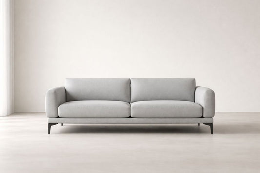 Grey Two-Seater Fabric Sofa with steel Legs