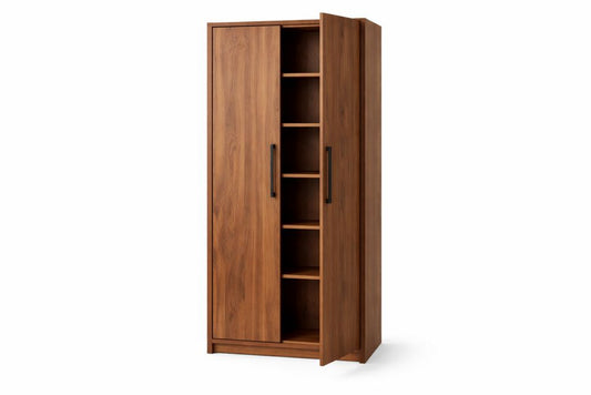 Engineered wood Storage Cabinet with Shelves Walnut Finish 180cm High 60cm Wide