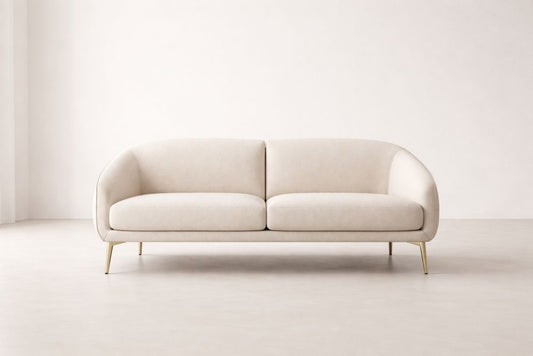 Beige Fabric Upholstered Sofa with Aluminum Legs