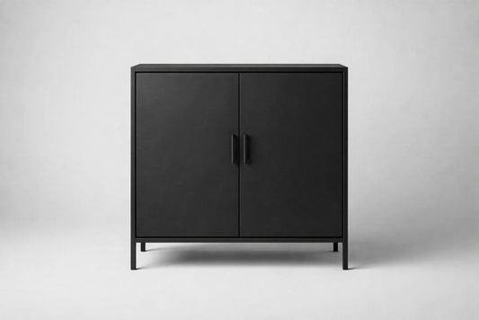 Black Steel Rectangular Two-Door Cabinet