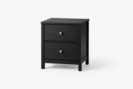Engineered Wood Nightstand with Two Drawers Black 45cm x 35cm x 50cm