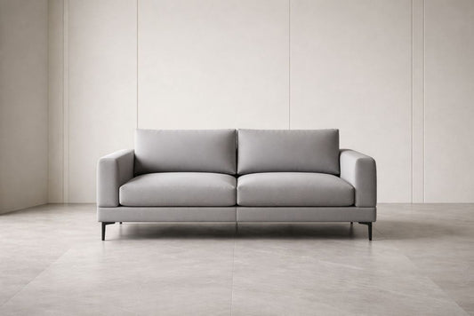 Gray Polyester Fabric Two-Seater Sofa with Aluminum Legs and Solid Wood Frame
